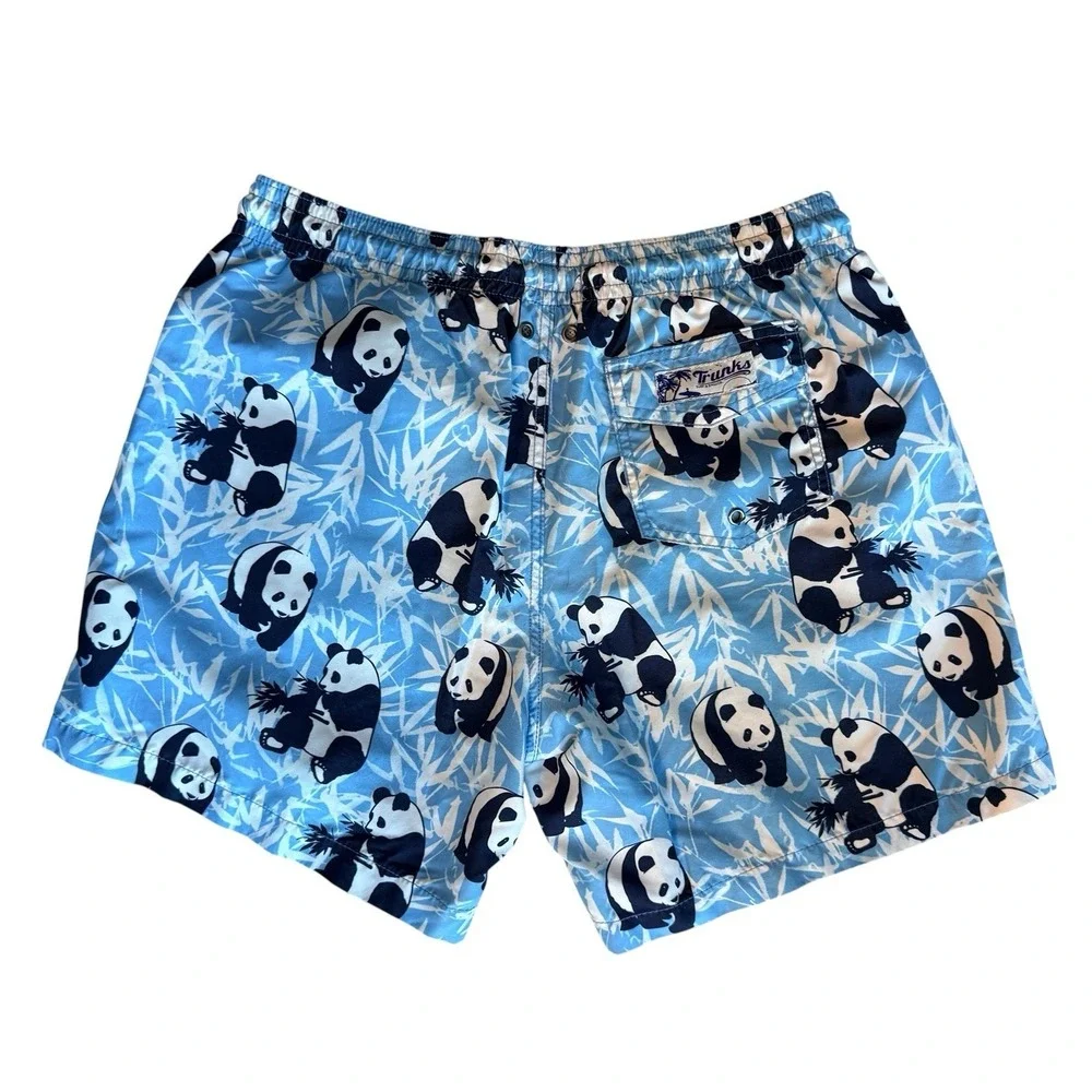 Trunks Brand Men Swim Trunks L Panda Bamboo‎ Blue Beach Mesh Lined Pool